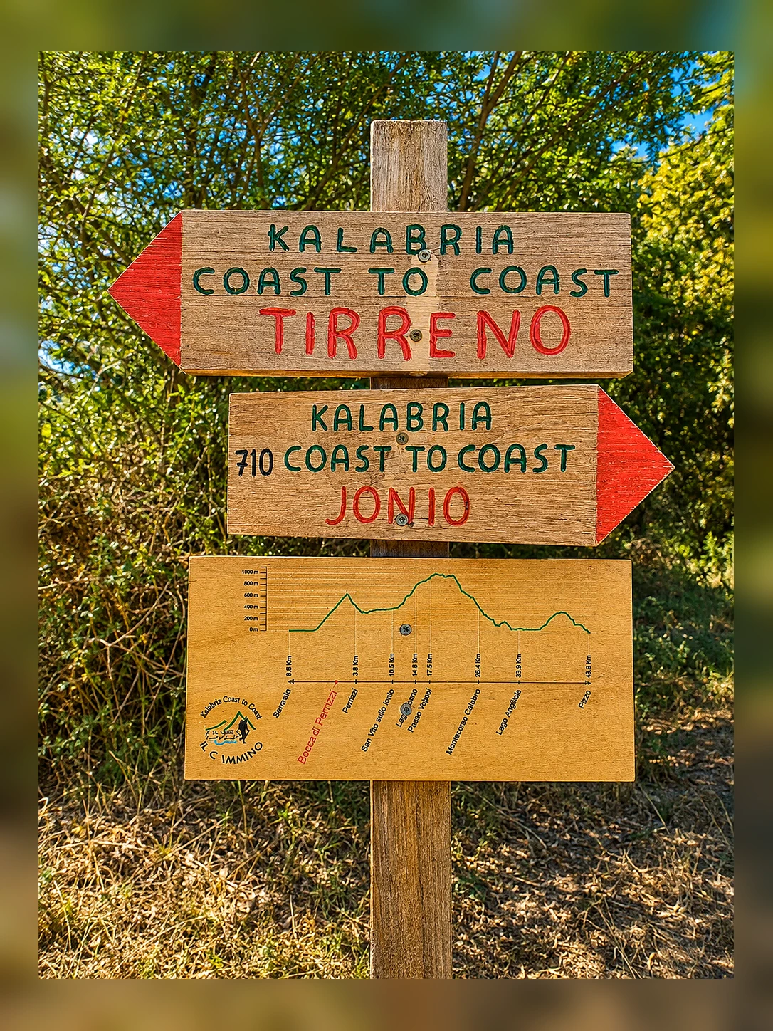 Kalabria Coast to Coast trail sign